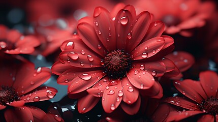 Red flowers on a dark background, generative ai
