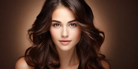 Fototapeta premium A young woman with beautiful hair, generative AI