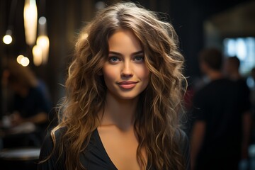 Fototapeta premium A young woman with beautiful hair, generative AI