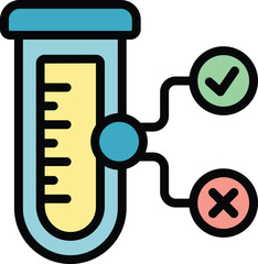 PCR test tube icon outline vector. Corona health. Lab result color flat