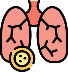 Lungs virus icon outline vector. Test pcr. Corona health color flat