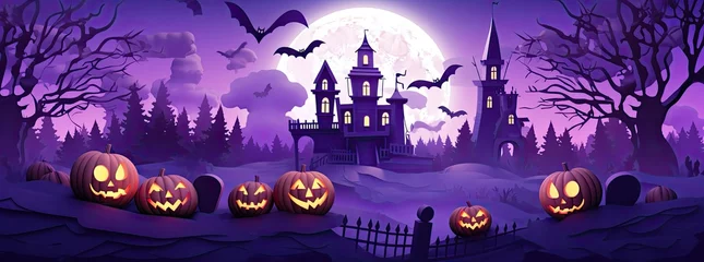 Foto op Plexiglas Pruim Haunted Halloween landscape. Halloween background.