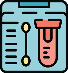 Test lab result icon outline vector. Covid swab. Pcr test color flat