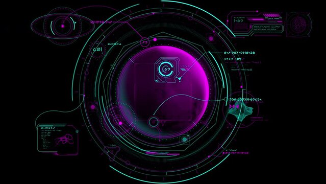 Infographic interface of aliens exploring the planet.