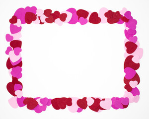 Frame made of Hearts on a white background