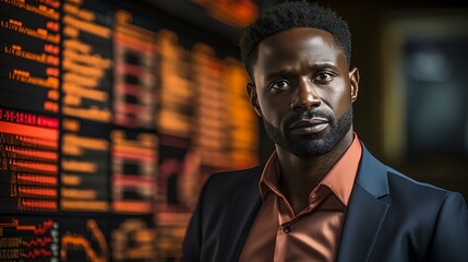 A thoughtful business man in a high tech office. Generative AI. 