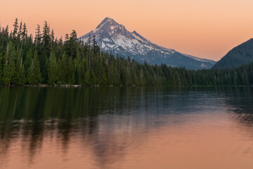 Mountain lake summer sunset landscape
