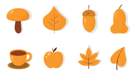 vector flat autumn elements collection