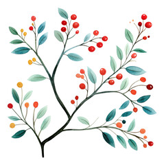 Watercolor cute illustration of branches isolated.