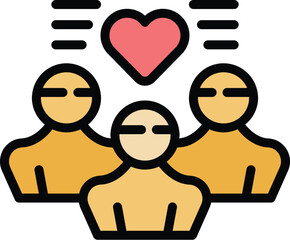 Social team icon outline vector. Hand volunteer. Give charity color flat