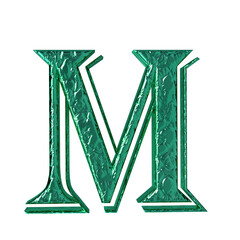 Fluted turquoise symbol front view. letter m