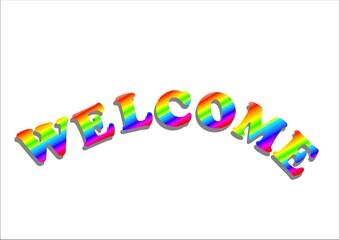 Welcome written in rainbow colors