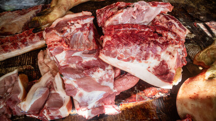 fresh pork in traditional market