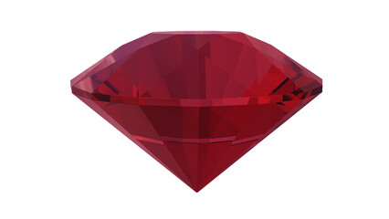 Fototapeta na wymiar Round red ruby isolated on transparent and white background. Gemstone concept. 3D render
