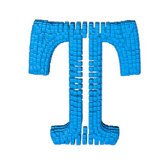 Symbol made of blue cubes. letter t