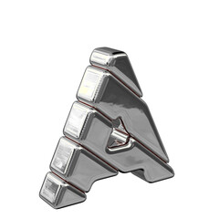 Silver diagonal block symbol view from the left. letter a