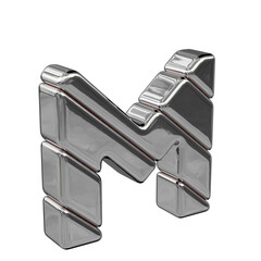Silver diagonal block symbol view from the left. letter m