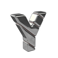 Silver diagonal block symbol view from the left. letter y