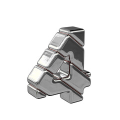 Silver diagonal block symbol view from the left. number 4