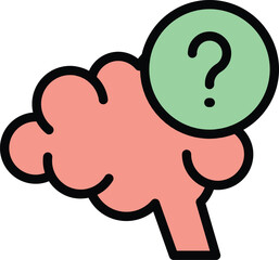 Brain ask quiz icon outline vector. Exam trivia. Poster show color flat