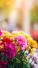 Close up of dreamy bouquet with colourful flowers