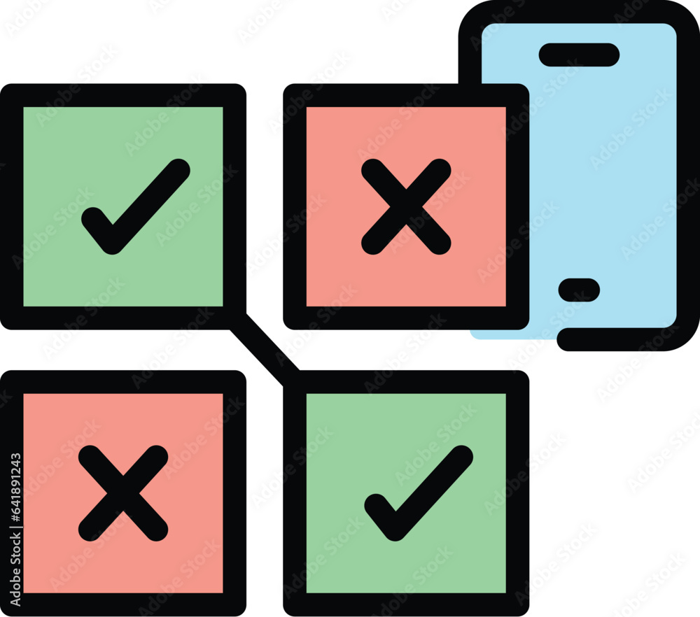 Poster alert choice icon outline vector. interview survey. text quiz color flat