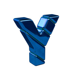 Blue diagonal block symbol view from the left. letter y