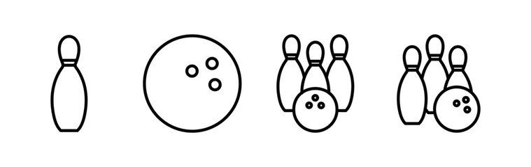Bowling icon vector. Bowling ball and pin icon. Bowling pins with ball icon.