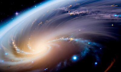 Obraz premium Cosmic Odyssey Exploring Outer Space, Galaxies, Nebulas, and Dark Mysteries