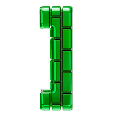 Symbol made of green vertical bricks