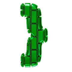 Symbol made of green vertical bricks