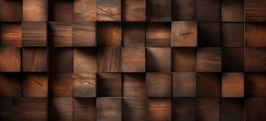 grunge wooden blocks aligned. Wide format. Hand edited generative AI.
