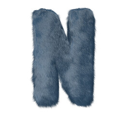 Symbol made of blue fur. letter n