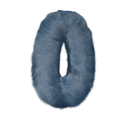 Symbol made of blue fur. number 0