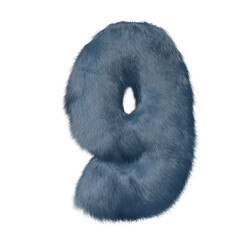 Symbol made of blue fur. number 9