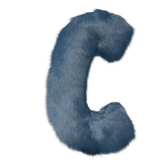 Symbol made of blue fur. letter c