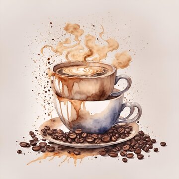 error of ai generated image-cup of hot cofee with coffee beans