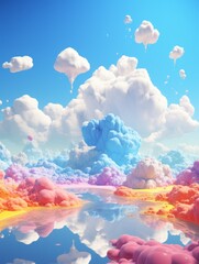 Fototapeta na wymiar Vividly Colored Clouds on a Light Blue Background
