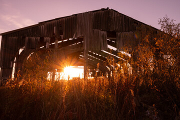 sunset in the village