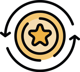 Star courage icon outline vector. Jump skill. Goal self color flat