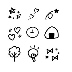 Scribble Doodle Collection. Transparent Background, Kids Drawing Style