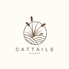 Creeks And Cattails River Logo, Grass Design Simple Minimalist Illustration Vector Template