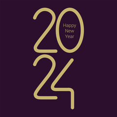 2024, Happy New Year 2024 Design template with typography logo 2024 for celebration and season decoration. Minimalist trendy background for branding, banner, cover, card