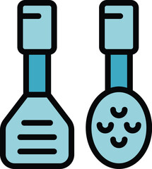 Cook tools icon outline vector. Home menu. Recipe food color flat