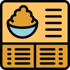 Cook menu icon outline vector. Home board. Book recipe color flat