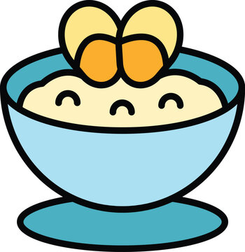 blue bowl of food with yellow garnish clip art preview