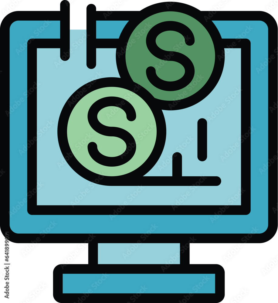 Poster Monetize icon outline vector. Data profit. Database conversion color flat