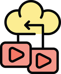 Cloud monetize icon outline vector. Data blog. Money video color flat