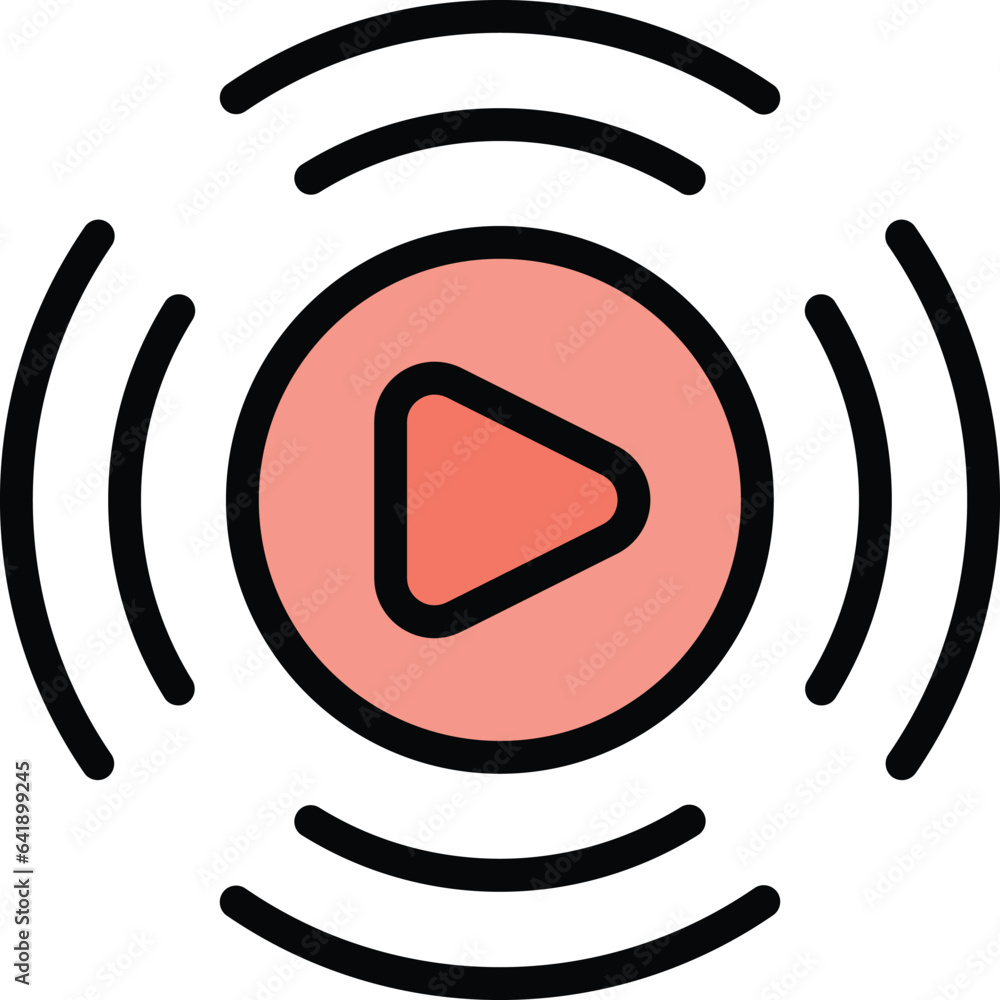 Poster Video player monetize icon outline vector. Data blog. Database app color flat