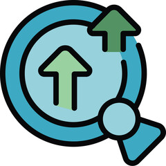 Search online monetize icon outline vector. Profit data. Digital lead color flat